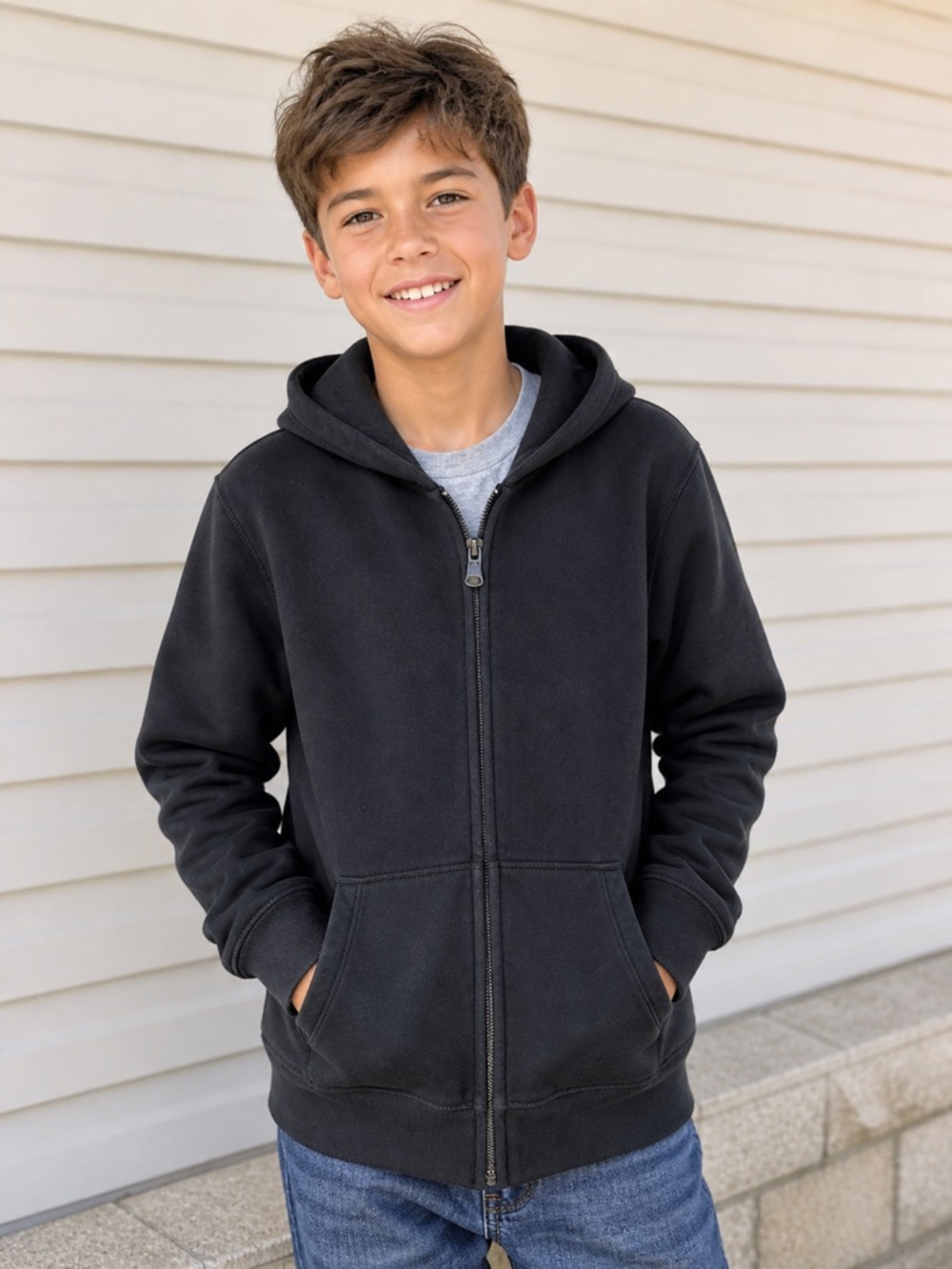 GAP Black Full-Zip Hooded Sweatshirt for Kids